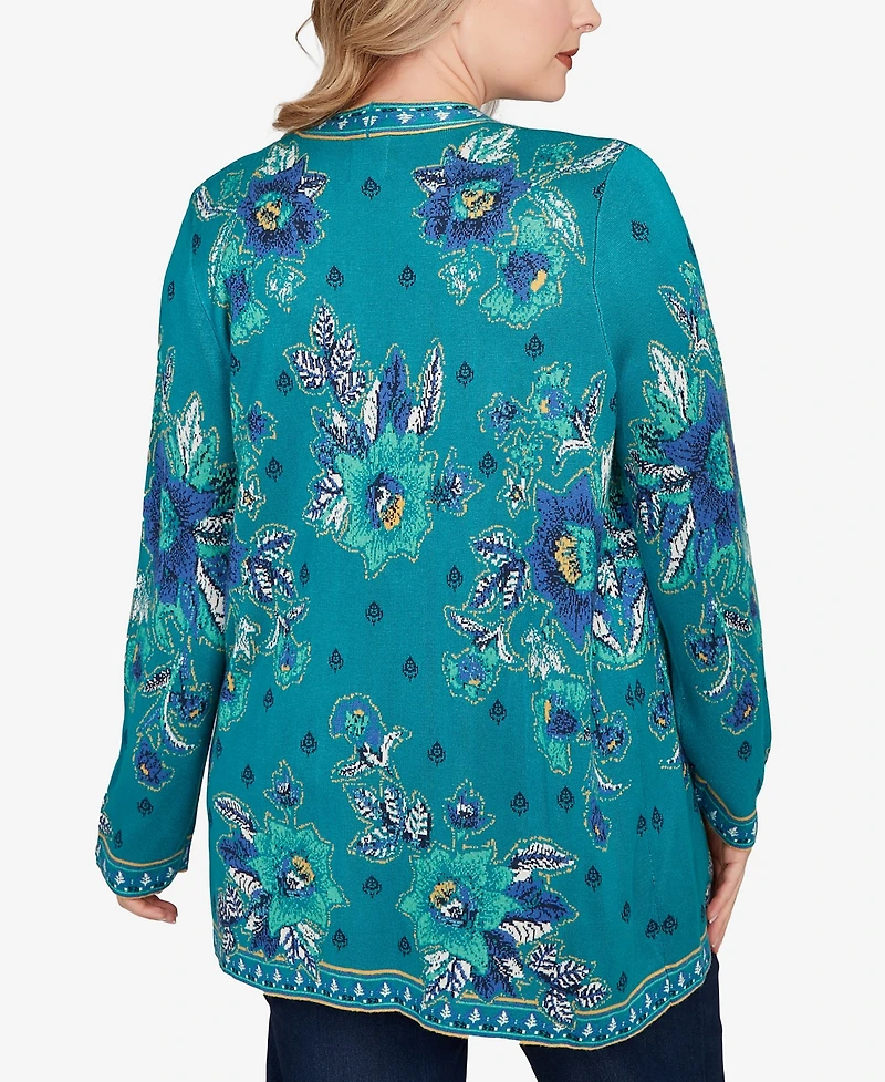 Ruby Rd. Plus Floral Open Front Cardigan Sweater
