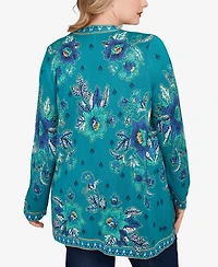 Ruby Rd. Plus Floral Open Front Cardigan Sweater