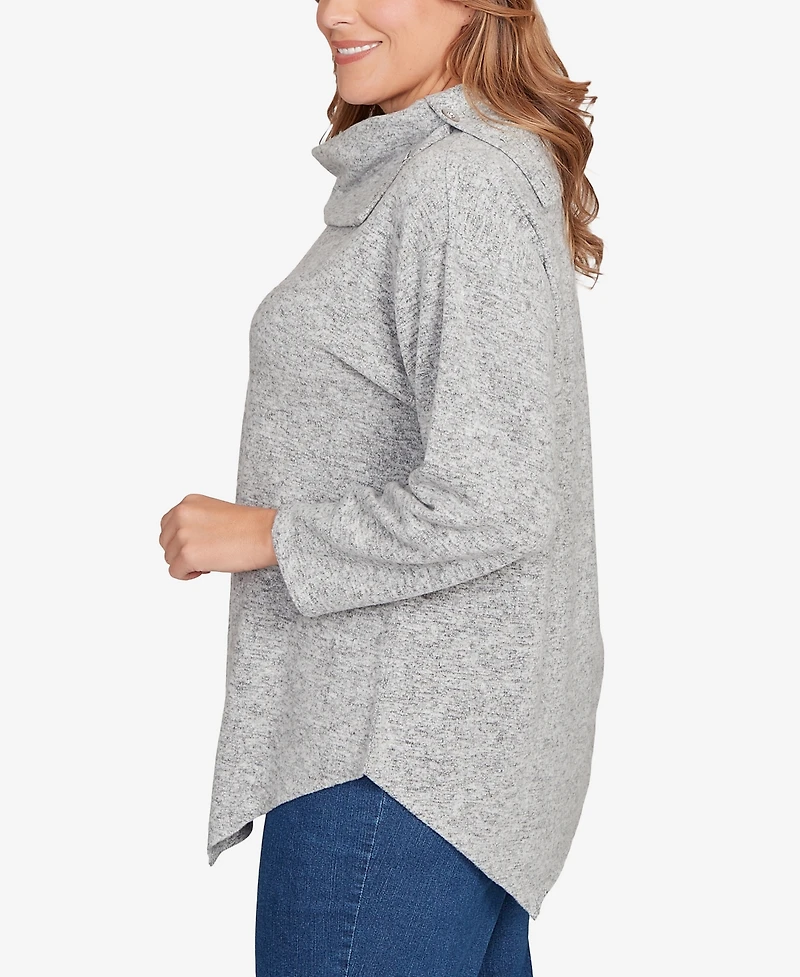 Ruby Rd. Plus Heather Cozy Knit Split Cowl Top