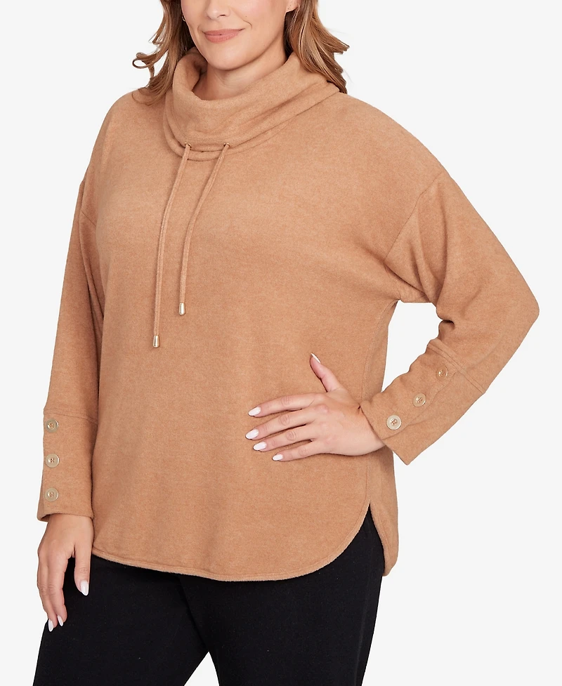 Ruby Rd. Plus Cozy Cowl Neck Drawstring Sweater