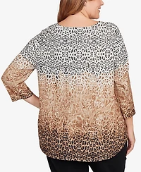Ruby Rd. Plus Embellished Animal Print Cozy Top