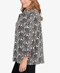 Ruby Rd. Plus Zebra Collared Knit Swing Jacket