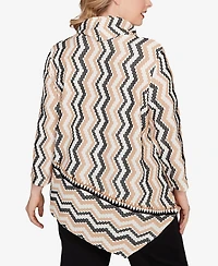 Ruby Rd. Plus Cowl Neck Zigzig Textured Knit Top