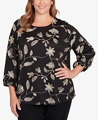 Ruby Rd. Plus Metallic Embroidered Floral Top
