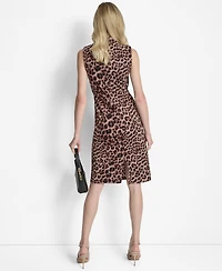 Dkny Petite Sleeveless Twisted Mock Neck Midi Dress