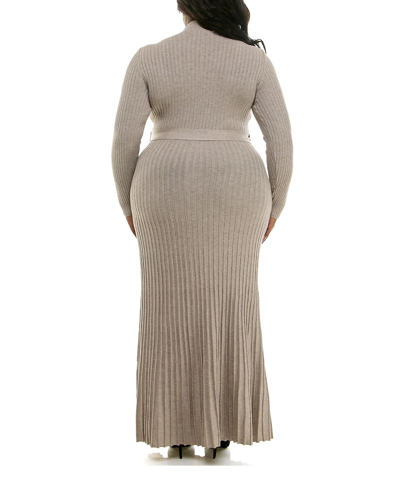 Taylor Plus Pleated Bodycon Sweater Dress