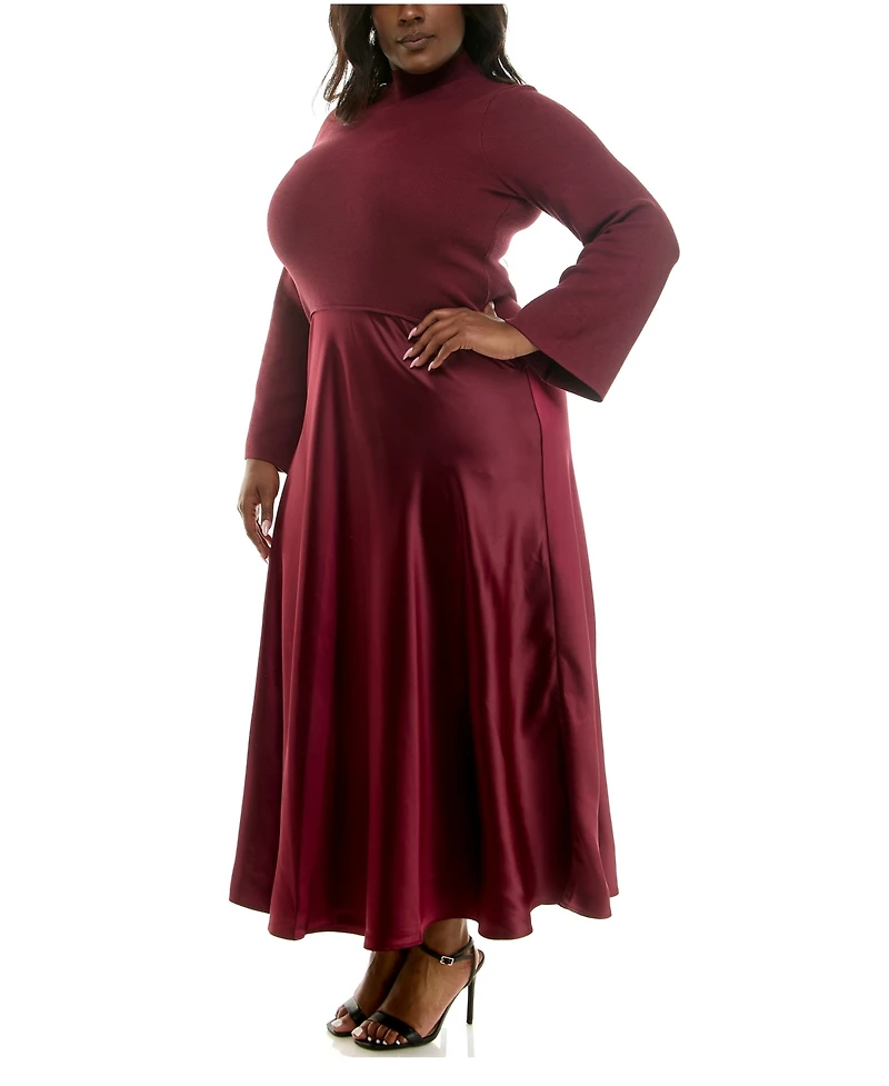 Taylor Plus Long Sleeves Twofer Maxi Dress