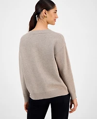 T Tahari Women's Rose-Print Crewneck Sweater