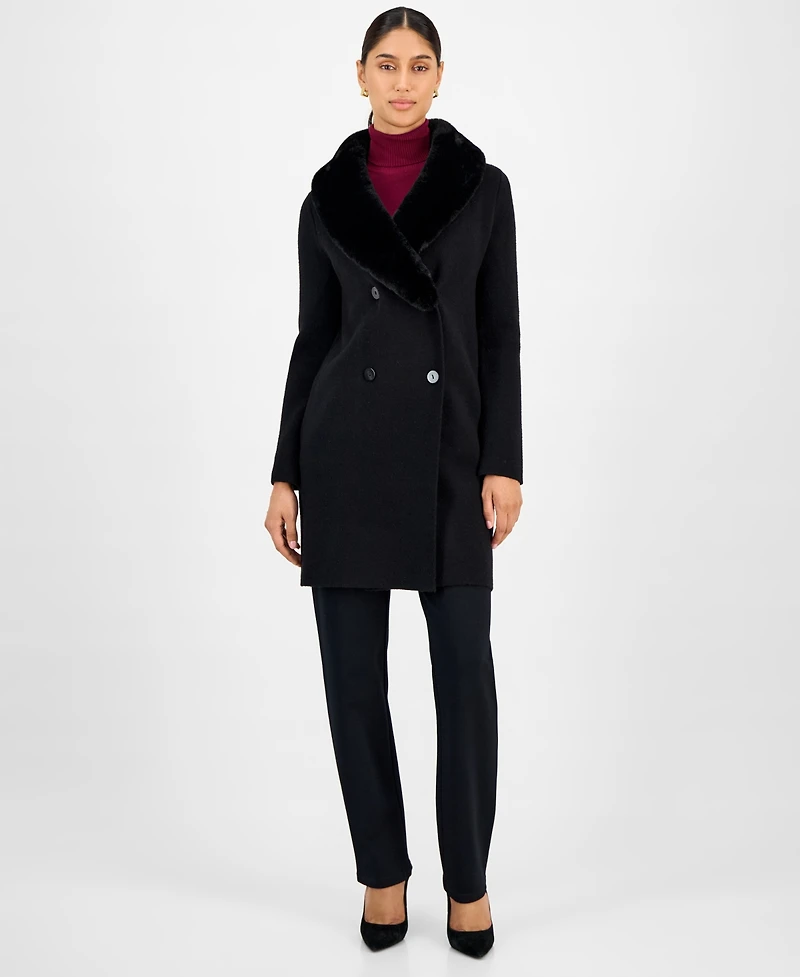 T Tahari Women's Faux-Fur Shawl-Collar Jacket