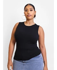 Rebdolls Essential Ribbed High Neck Tank Top - Black