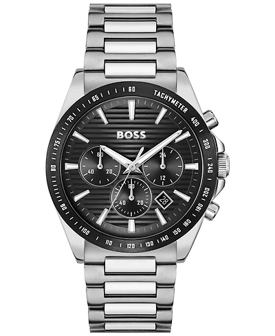 Hugo Boss Men's Strike Quartz Fashion Chrono Stainless Steel Watch, 41mm