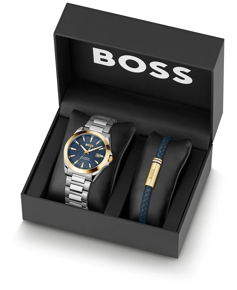 Hugo Boss Men's Strike Giftset Quartz Basic Calendar Stainless Steel Watch, 41mm