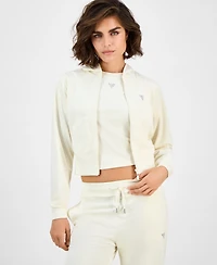Guess Women's Couture Cropped Velour Hoodie