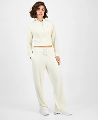 Guess Women's Couture Cropped Velour Hoodie