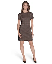 Halston Women's Micro Houndstooth Button Dress