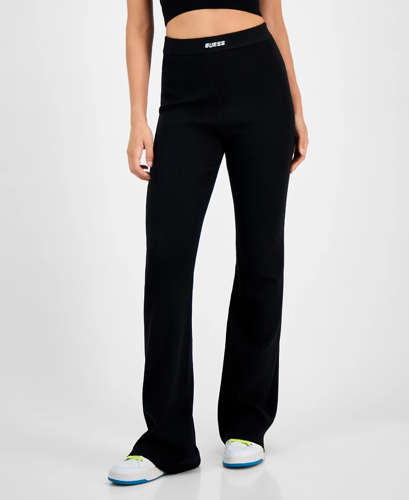 Guess Women's Flaminia Ribbed Knit Flare Pants