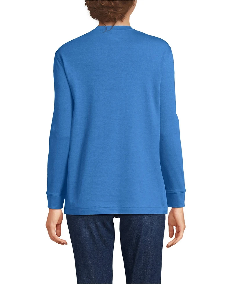 Lands' End Women's Cotton Relaxed Long Sleeve Crew Neck