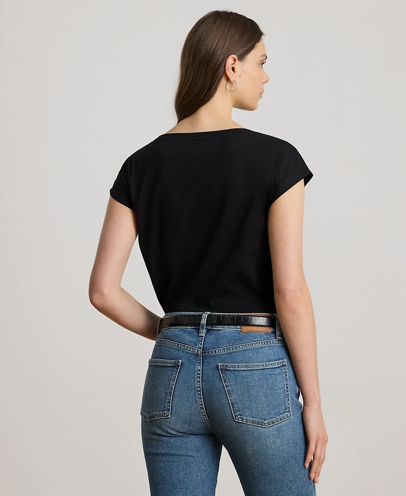 Lauren Ralph Lauren Petite Sequin Crest Jersey T-Shirt