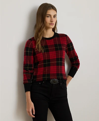 Lauren Ralph Petite Plaid Crewneck Sweater
