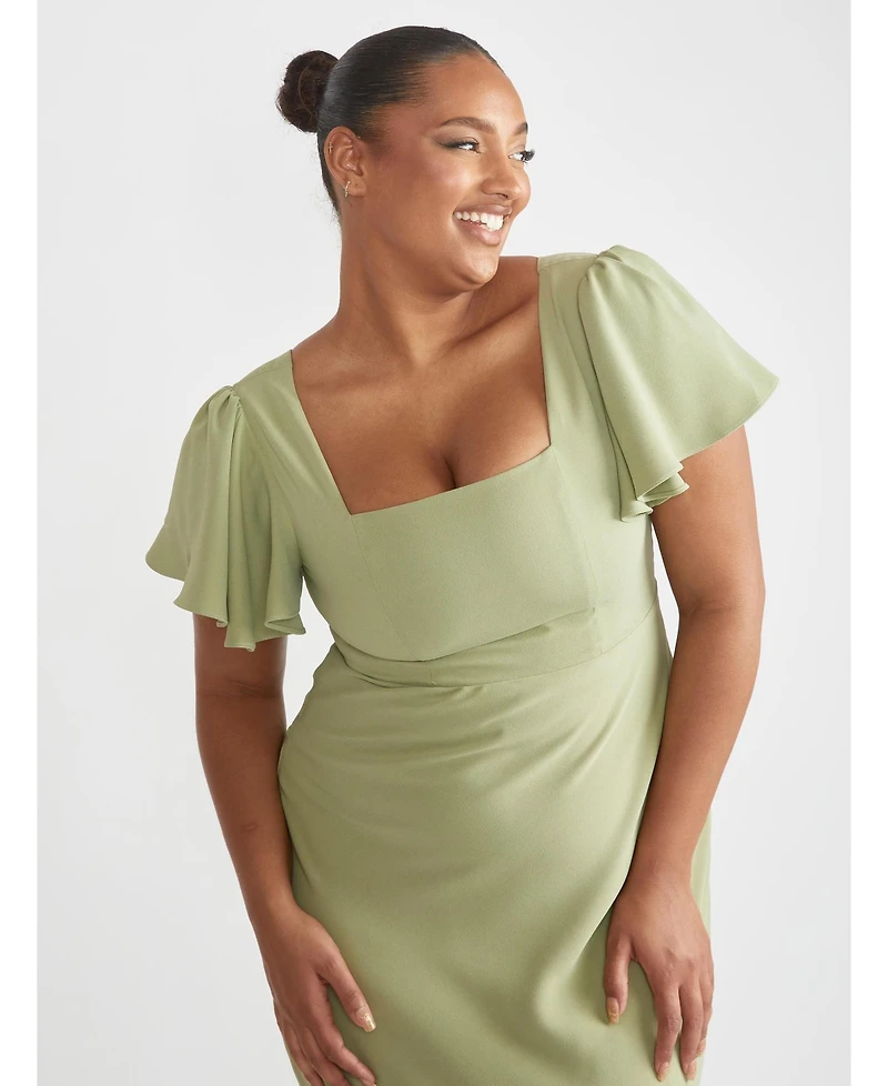 Six Stories Women's Square Neck Crepe Bridesmaid Dress