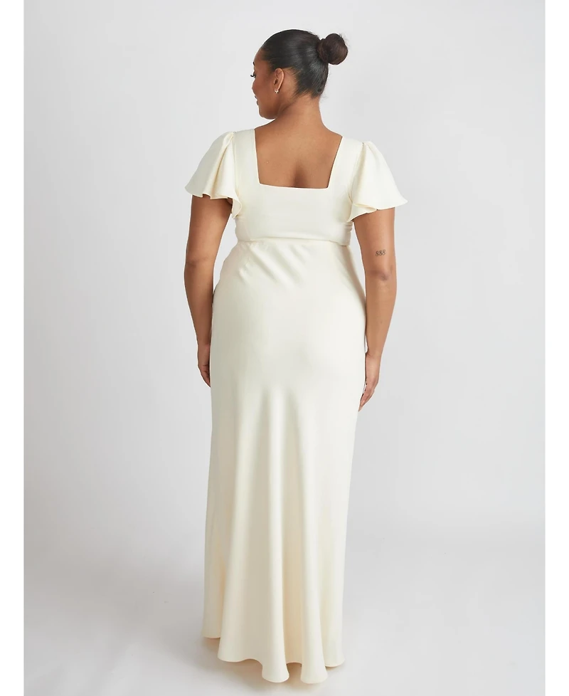 Six Stories Women's Square Neck Crepe Bridesmaid Dress