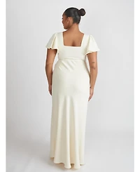 Six Stories Women's Square Neck Crepe Bridesmaid Dress