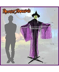 Costway 7.2 Ft Halloween Animatronic Witch with Light up Eyes Creepy Sounds & Movements