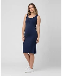 Ripe Maternity Penny Button Down Rib Dress in Navy - Perfect for Nursing and Maternity Wear