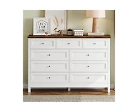 Casainc Wood Storage Cabinet with 9 Drawers and Silver Handle