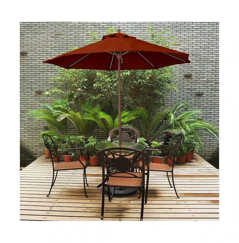 Astella 9-Foot Wood-Grained Steel Market Patio Umbrella