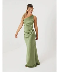 Six Stories Women's One Shoulder Satin Bridesmaid Dress