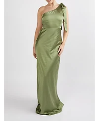 Six Stories Women's Bow One Shoulder Satin Bridesmaid Dress