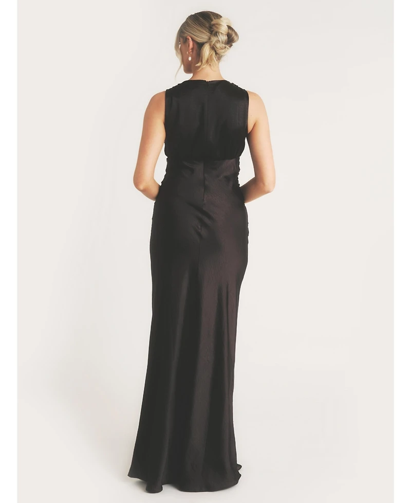 Six Stories Plunge Drape Satin Bridesmaid Dress