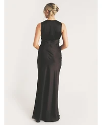 Six Stories Plunge Drape Satin Bridesmaid Dress