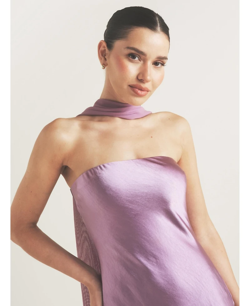 Six Stories Women's Bandeau Satin Bridesmaid Dress