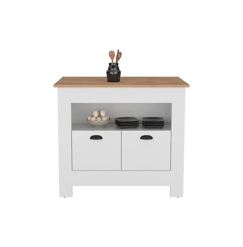 We Have Furniture Kitchen Island Geneva, Kitchen, White / Macadamia