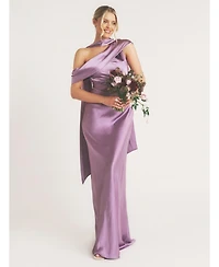 Six Stories Women's One Shoulder Drape Stin Bridesmaid Dress