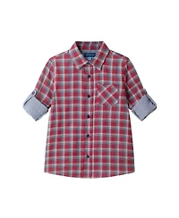 Andy & Evan Toddler/Child Boys Red Plaid Two Faced Buttondown