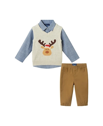 Andy & Evan Infant Boys Winter Moose Sweater Vest Set