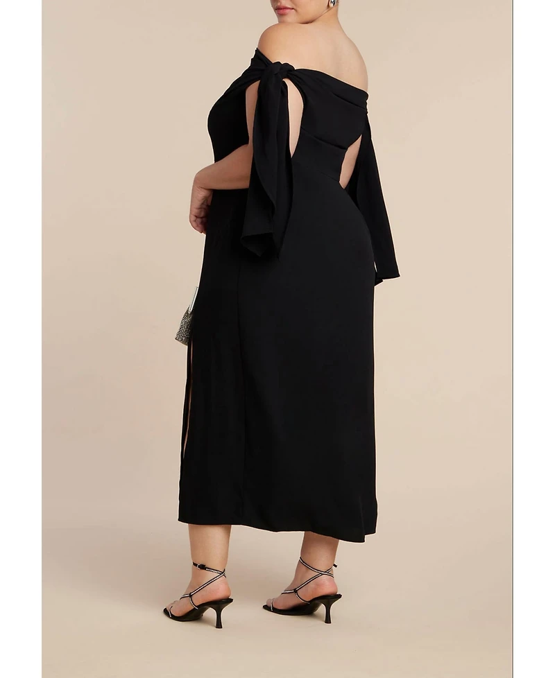 Eloquii Women's Plus Tie Detail Column Dress