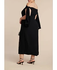 Eloquii Women's Plus Tie Detail Column Dress