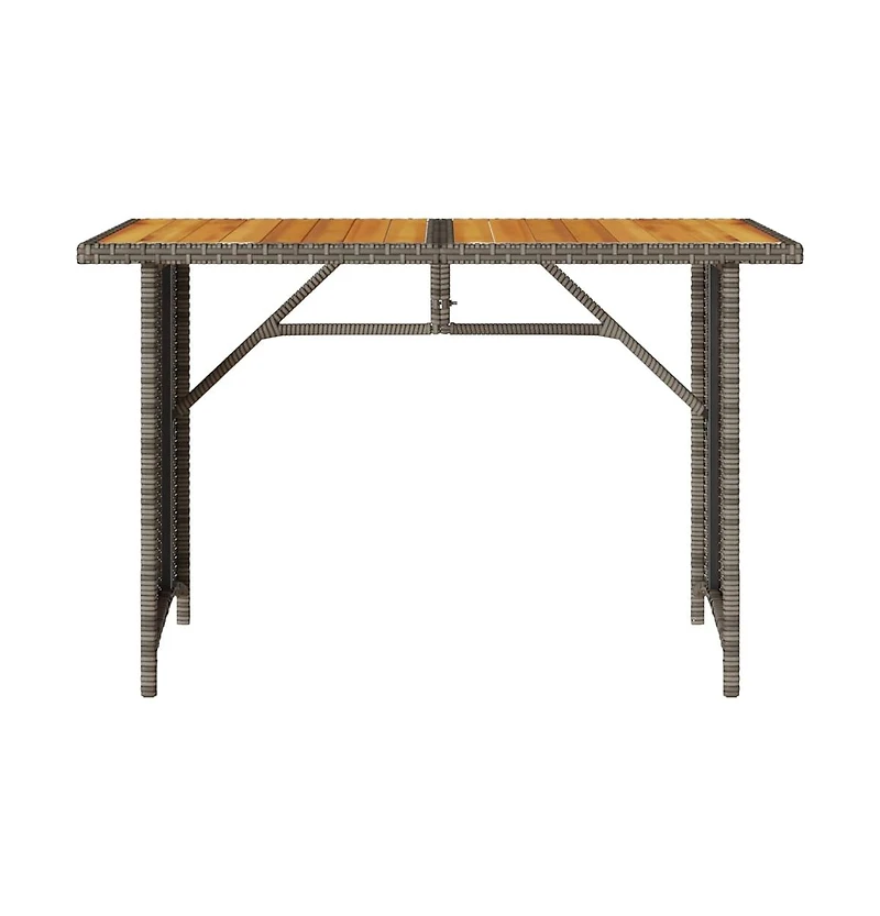Garden Table Grey Pe rattan, powder-coated steel, solid acacia wood