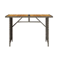 Garden Table Grey Pe rattan, powder-coated steel, solid acacia wood