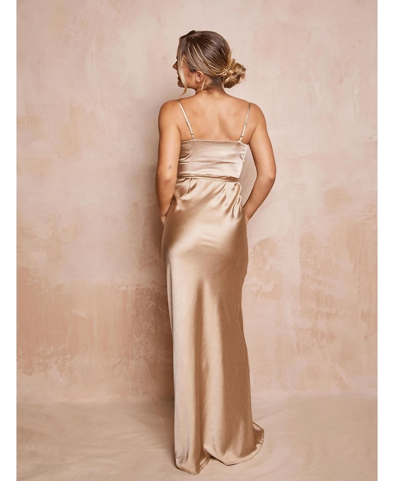 Six Stories Women's Cami Cowl Front Satin Bridesmaid Dress