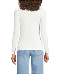 Lands' End Women's Drapey Rib Fitted Long Sleeve Henley T-Shirt