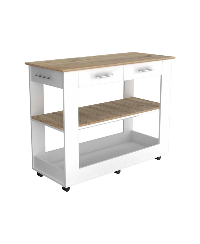 Slickblue Rolling Kitchen Island with Drawer, Storage Shelves, and Smooth-Glide Casters