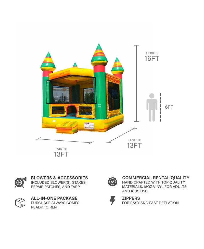 JumpOrange Titanium Commercial Grade Inflatable Bounce House with Air Blower, Kids and Adults, 100% Pvc Vinyl, Outdoor Indoor, Backyard Home, Bouncer