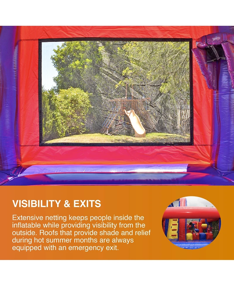JumpOrange Purplish Commercial Grade Bounce House for Kids and Adults (with Blower), Basketball Hoop, Outdoor Indoor, Birthday Party Rental, Big Infla