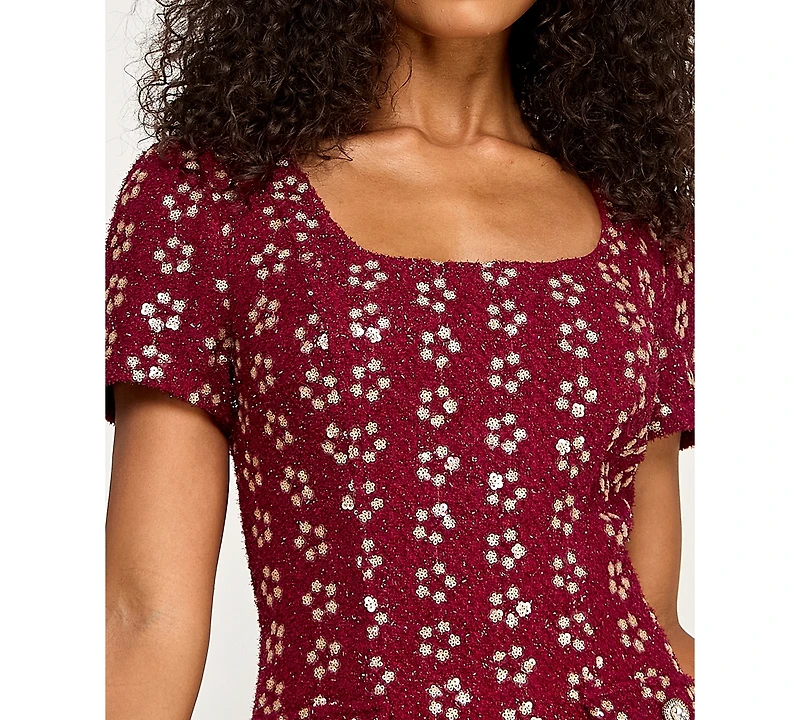 Seni & Cade Juniors' Short Sleeve Boucle Dress