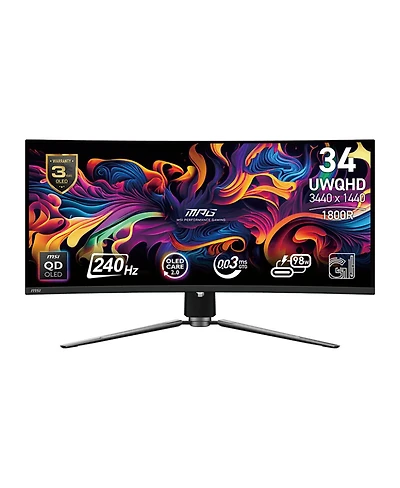 Msi Mpg 341CQPX Qd-oled 34.18" 21:9 Uwqhd 240Hz Curved Hdr Gaming Monitor, Metallic Black